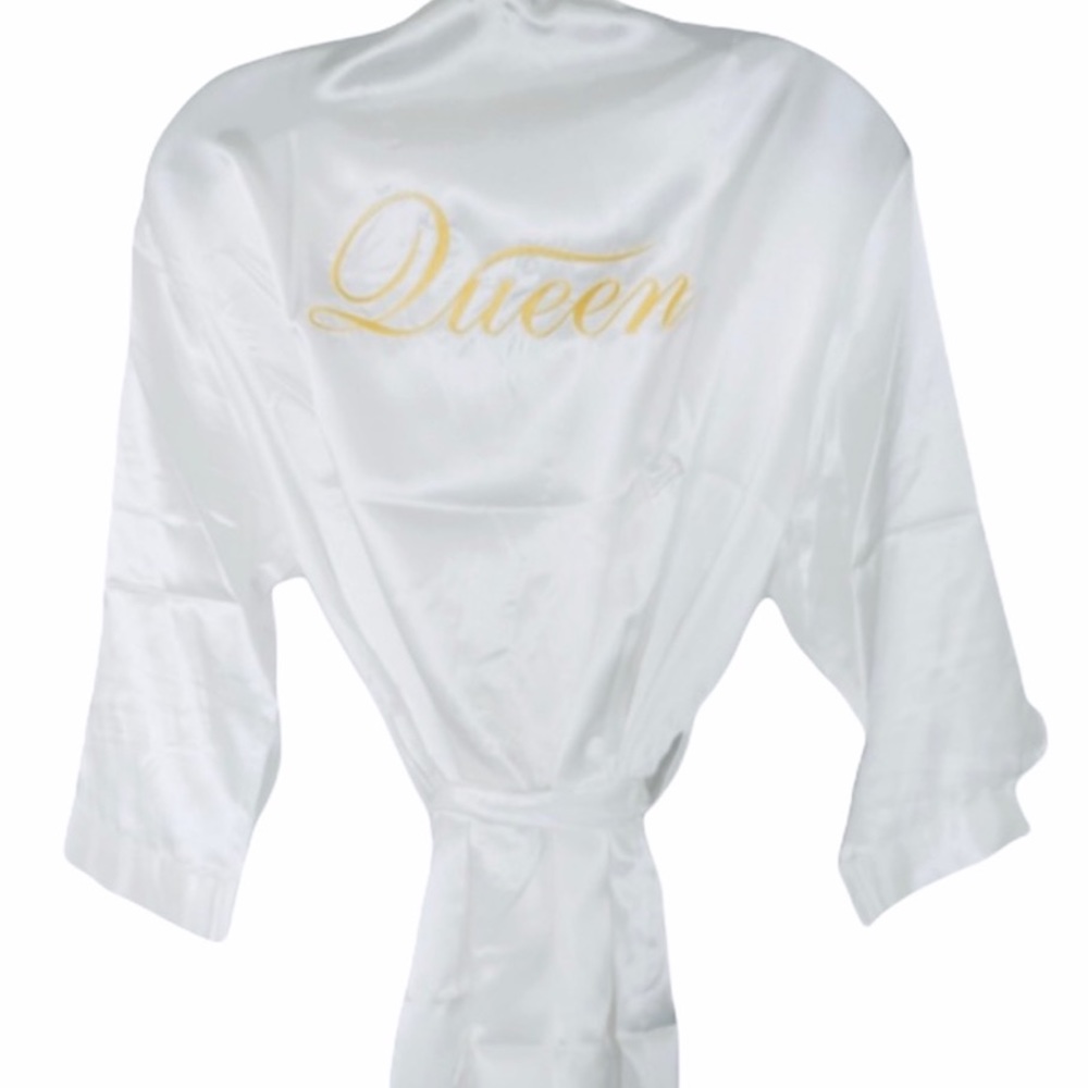 New White Satin “Queen” Robe
